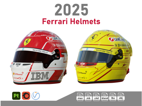 F1 Ferrari Team Helmets 2025 3D 모델