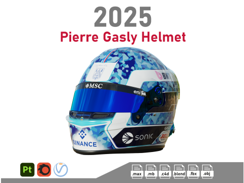 F1 Pierre Gasly Helmet 2025 3D 모델