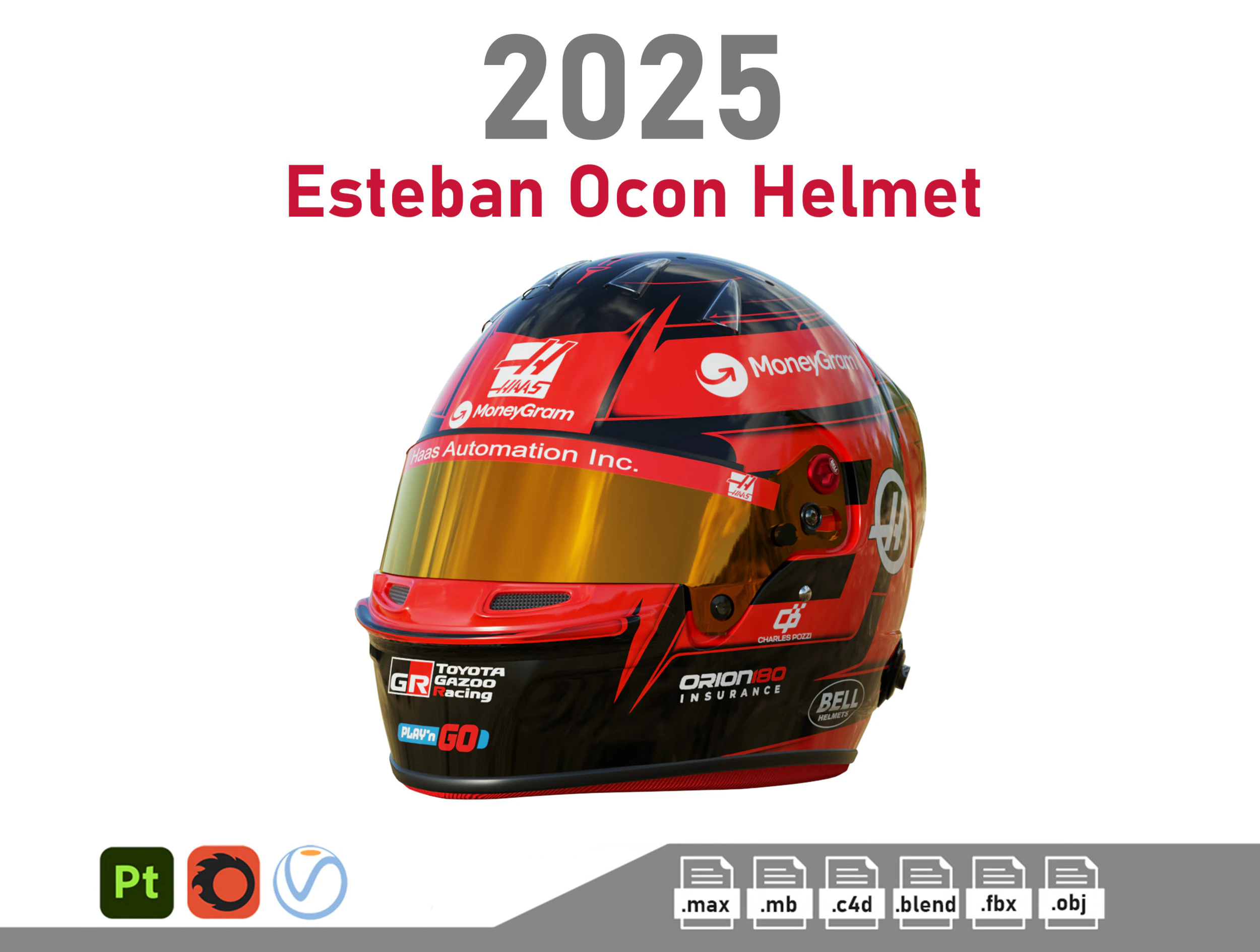 Casco F1 Esteban Ocon 2025 Modello 3D .c4d .max .obj .3ds .fbx .stl .blend 