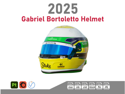 Шлем F1 Габриэля Бортолетто 2025 3D Модель