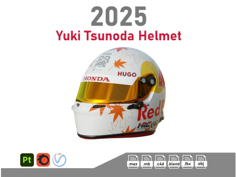 Шлем F1 Юки Цунода 2025 3D Модель