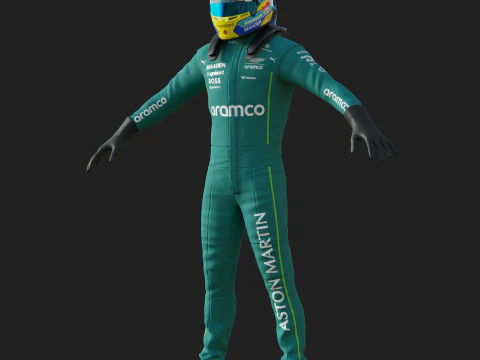 F1 Aston Martin Racing Suit 2025 3D Model