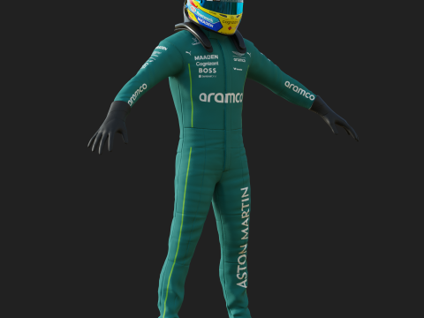 F1 Aston Martin Racing Suit 2025 Modello 3D