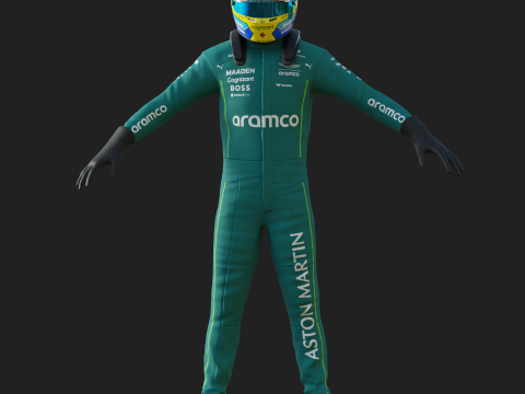 F1 Aston Martin Racing Suit 2025 Modello 3D