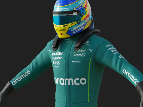 F1 Aston Martin Racing Suit 2025 Modello 3D