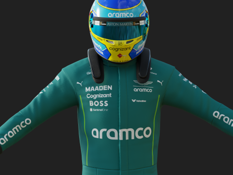 F1 Aston Martin Racing Suit 2025 Modello 3D