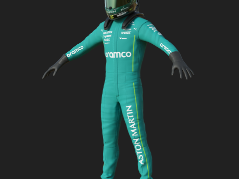 F1 Aston Martin Racing Suit 2025 Modello 3D
