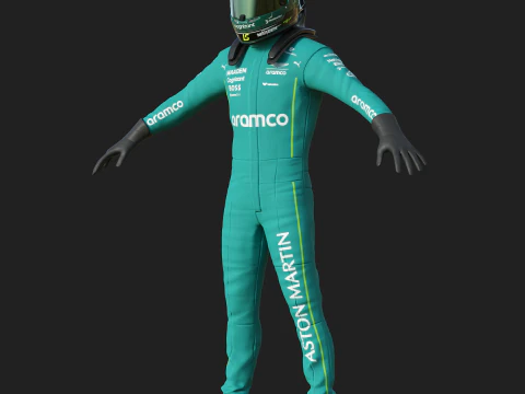 F1 Aston Martin Racing Suit 2025 3D Model
