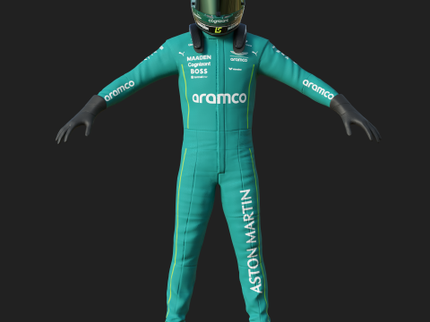 F1 Aston Martin Racing Suit 2025 Modello 3D