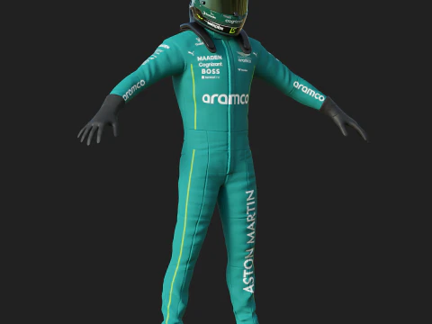 F1 Aston Martin Racing Suit 2025 3D Model