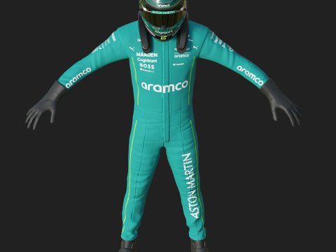 F1 Aston Martin Racing Suit 2025 Modello 3D