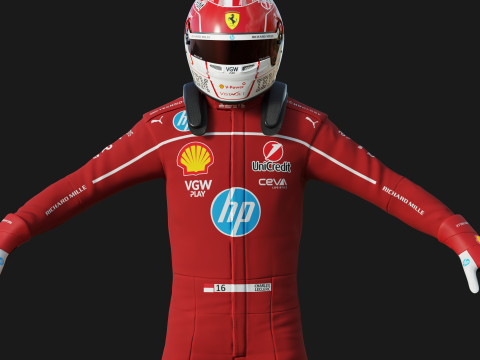 F1 Ferari Racing Suit 2025 3D 모델