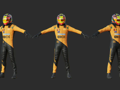 F1 맥라렌 레이싱 슈트 2025 3D 모델