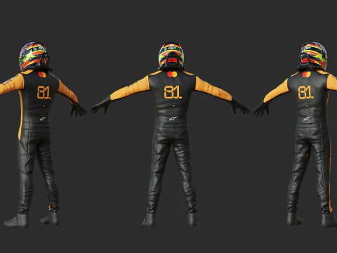 F1 맥라렌 레이싱 슈트 2025 3D 모델
