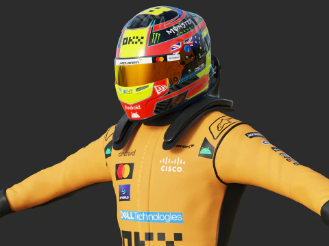 F1 맥라렌 레이싱 슈트 2025 3D 모델