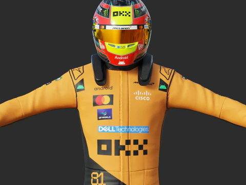 F1 맥라렌 레이싱 슈트 2025 3D 모델