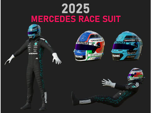 Гоночный костюм F1 Mercedes 2025 3D Модель