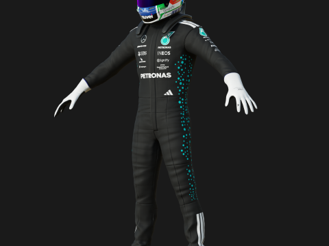 F1 Mercedes Racing Suit 2025 Modèle 3D