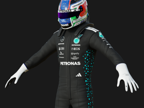 F1 Mercedes Racing Suit 2025 Modèle 3D