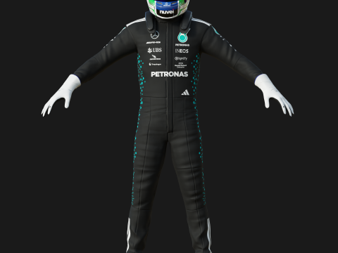 F1 Mercedes Racing Suit 2025 Modèle 3D