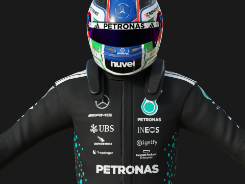 F1 Mercedes Racing Suit 2025 Modèle 3D