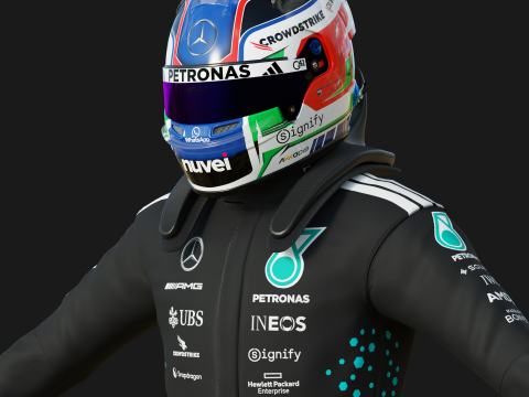 F1 Mercedes Racing Suit 2025 Modèle 3D