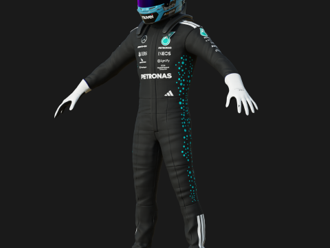 F1 Mercedes Racing Suit 2025 Modèle 3D