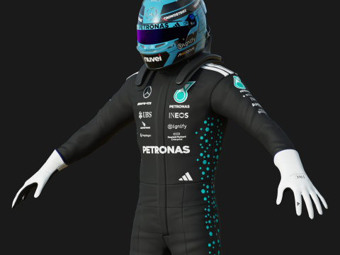 F1 Mercedes Racing Suit 2025 Modèle 3D