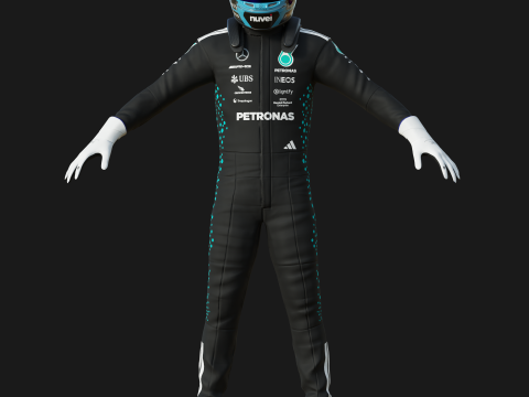F1 Mercedes Racing Suit 2025 Modèle 3D