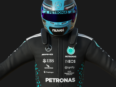 F1 Mercedes Racing Suit 2025 Modèle 3D