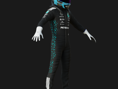 F1 Mercedes Racing Suit 2025 Modèle 3D