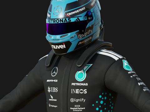 F1 Mercedes Racing Suit 2025 Modèle 3D