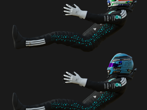 F1 Mercedes Racing Suit 2025 Modèle 3D