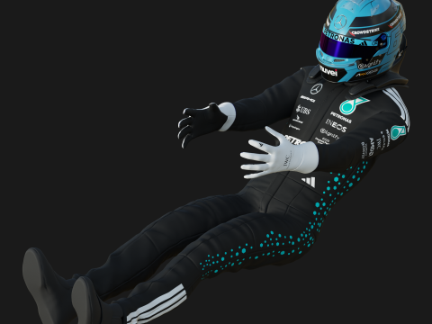 F1 Mercedes Racing Suit 2025 Modèle 3D