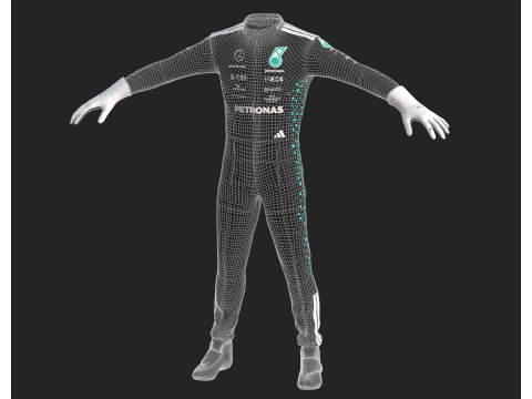 F1 Mercedes Racing Suit 2025 Modèle 3D