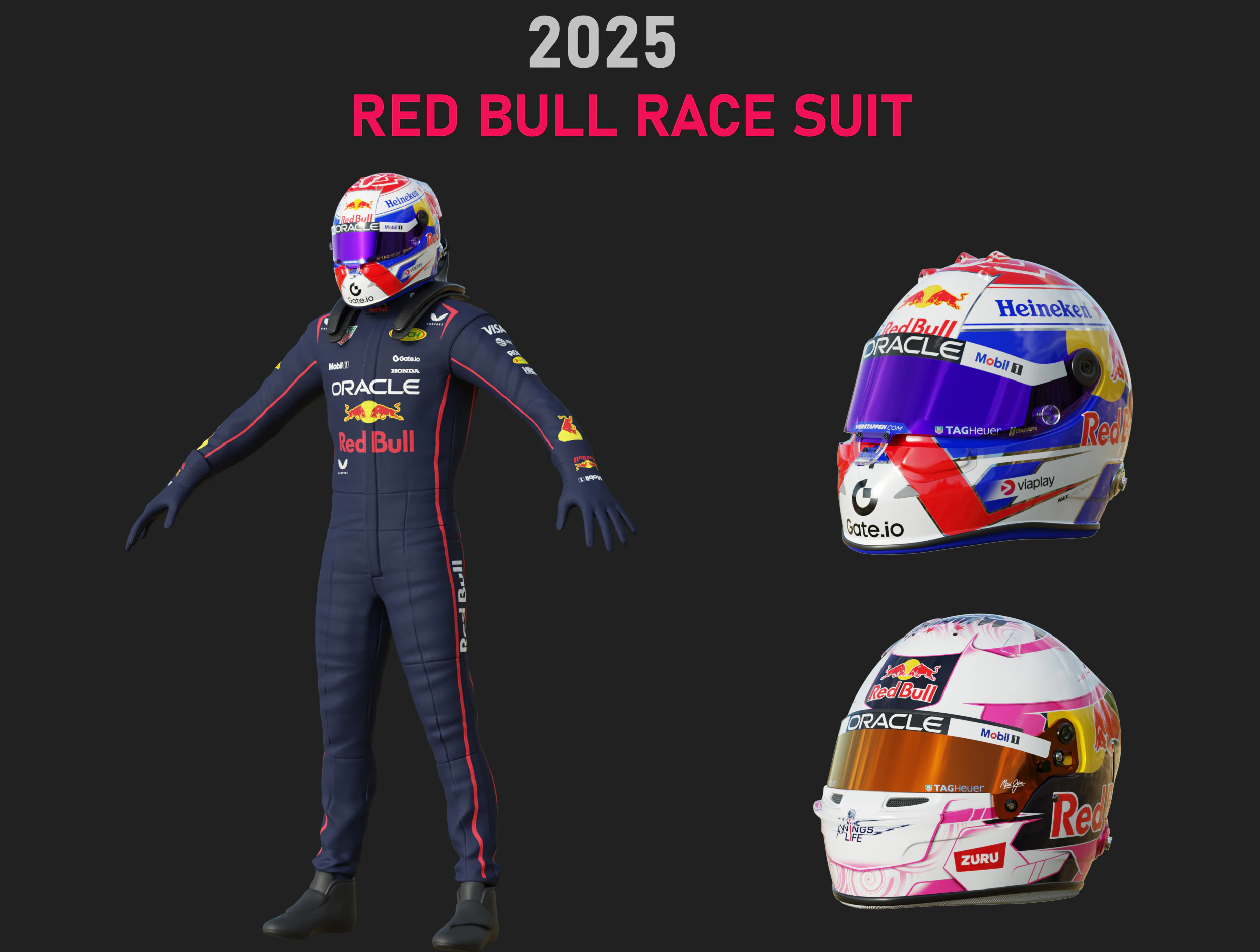 Tuta da corsa F1 Red Bull 2025 Modello 3D .c4d .max .obj .3ds .fbx .stl .blend 