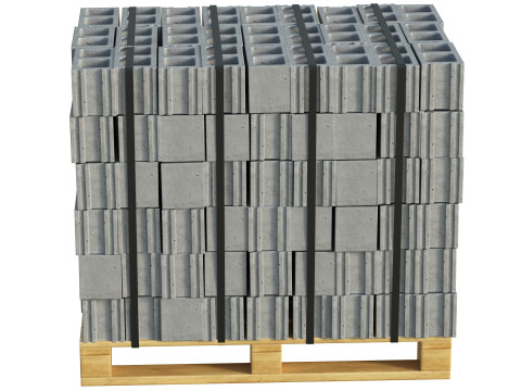 Cinder Blocks Stack On Pallet 3D Model