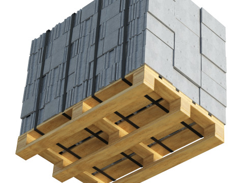 Cinder Blocks Stack On Pallet 3D Model