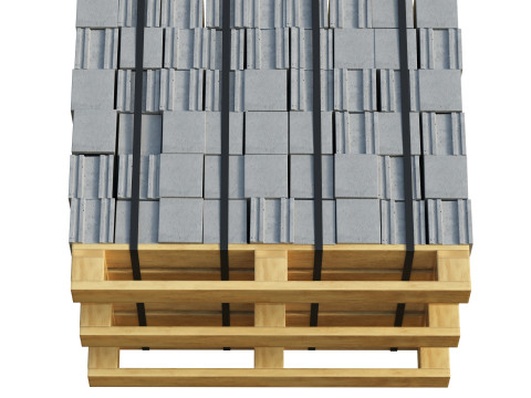 Cinder Blocks Stack On Pallet 3D Model