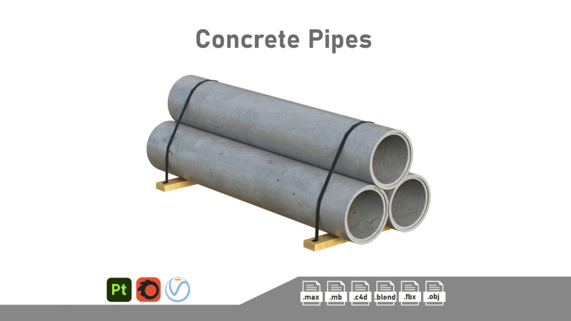 Concrete Barrier Modelo 3D .c4d .max .obj .3ds .fbx .stl .blend 