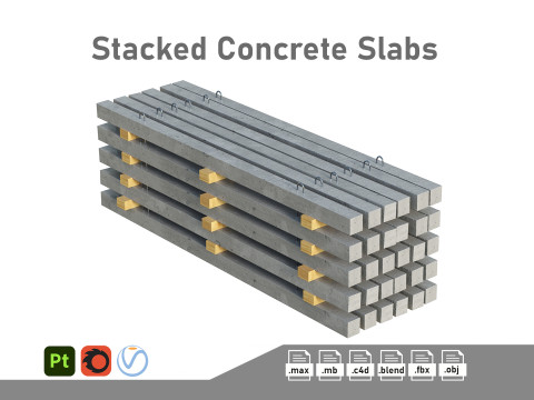 Stacked Concrete Slabs 3D मॉडल
