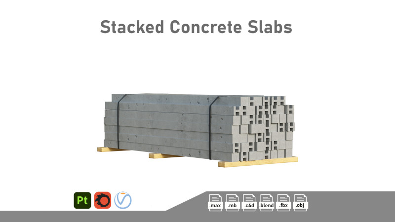 Stacked Concrete Slabs Modello 3D .c4d .max .obj .3ds .fbx .stl .blend