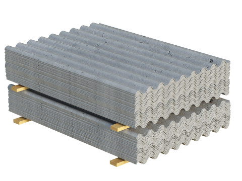 Concrete Roof Tiles On Wood Planks 3D Model