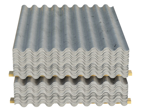Concrete Roof Tiles On Wood Planks 3D Model