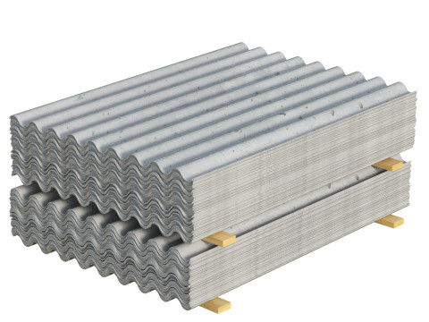 Concrete Roof Tiles On Wood Planks 3D Model