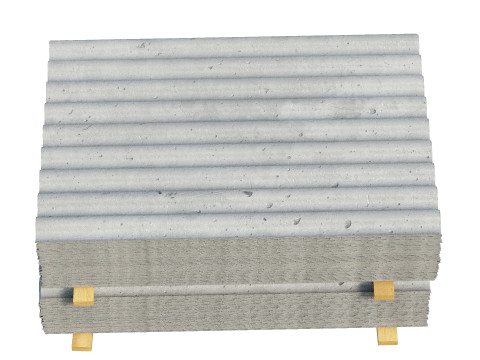 Concrete Roof Tiles On Wood Planks 3D Model