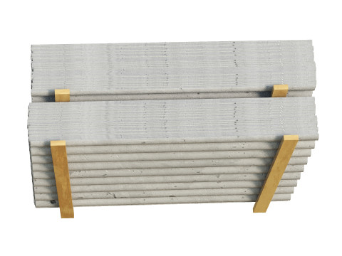 Concrete Roof Tiles On Wood Planks 3D Model