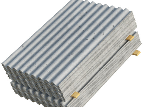 Concrete Roof Tiles On Wood Planks 3D Model