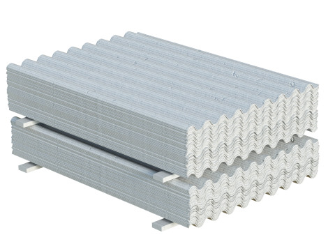 Concrete Roof Tiles On Wood Planks 3D Model