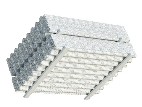 Concrete Roof Tiles On Wood Planks 3D Model